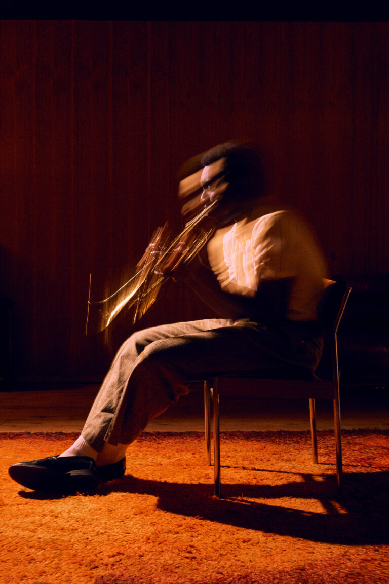 © Owen Harvey, Miles Ahead - King records trumpet in the studio.